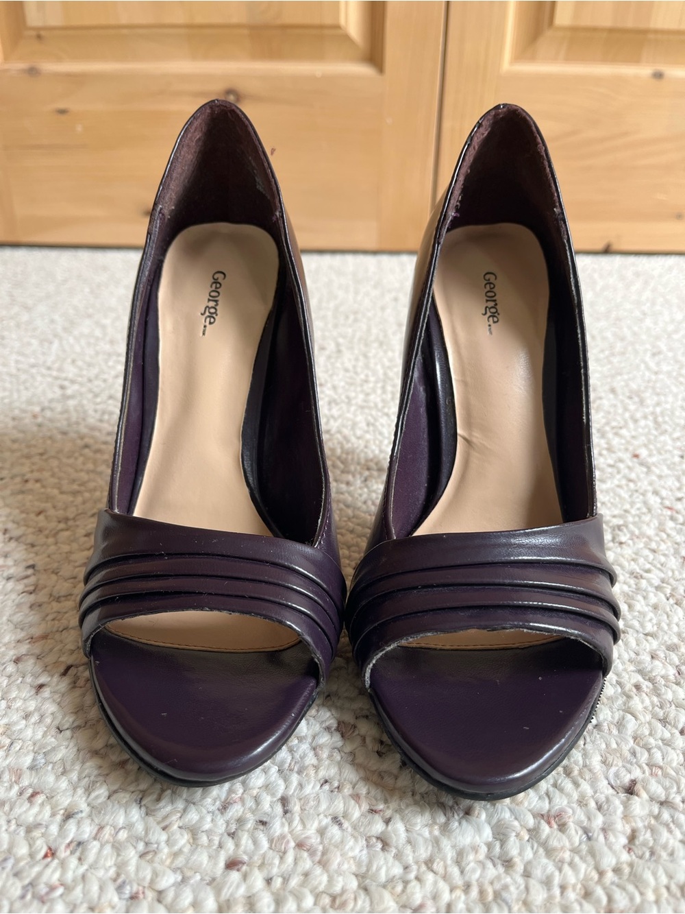 George Women's Plum Open-Toe Layered Strap Heels